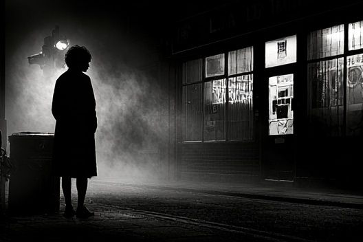 Noir Street Silhouette Photography Poster. poster detail