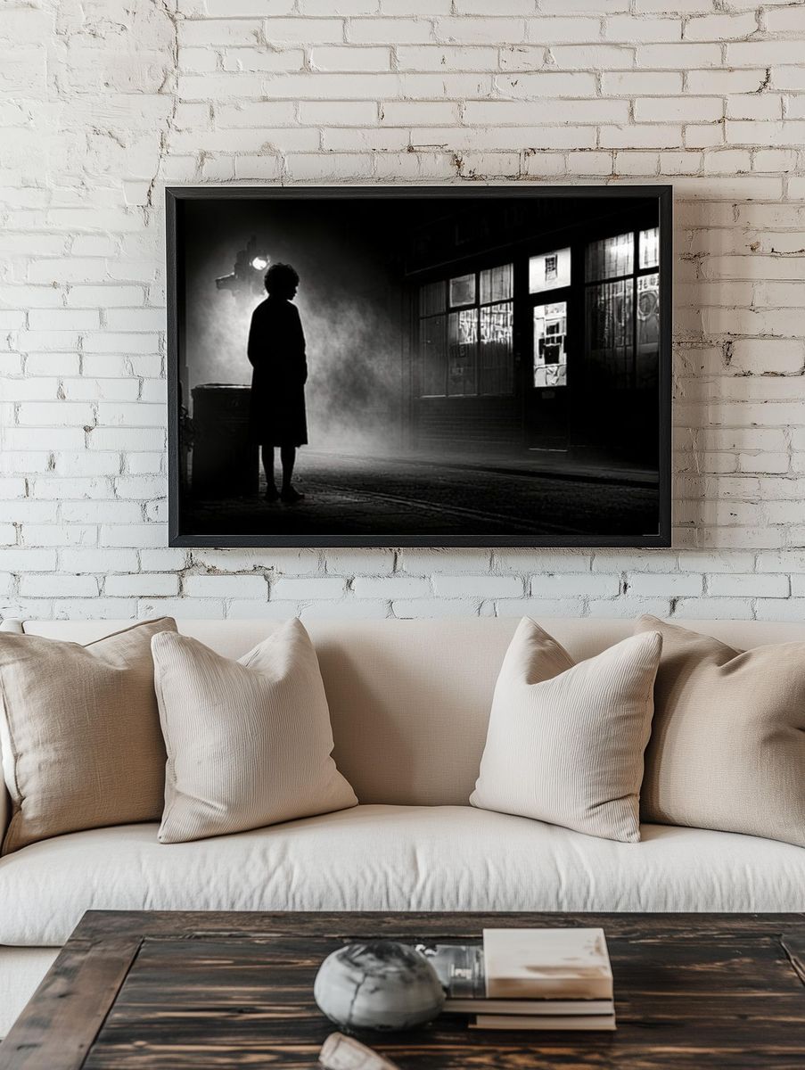 Noir Street Silhouette Photography Poster. — room view 1