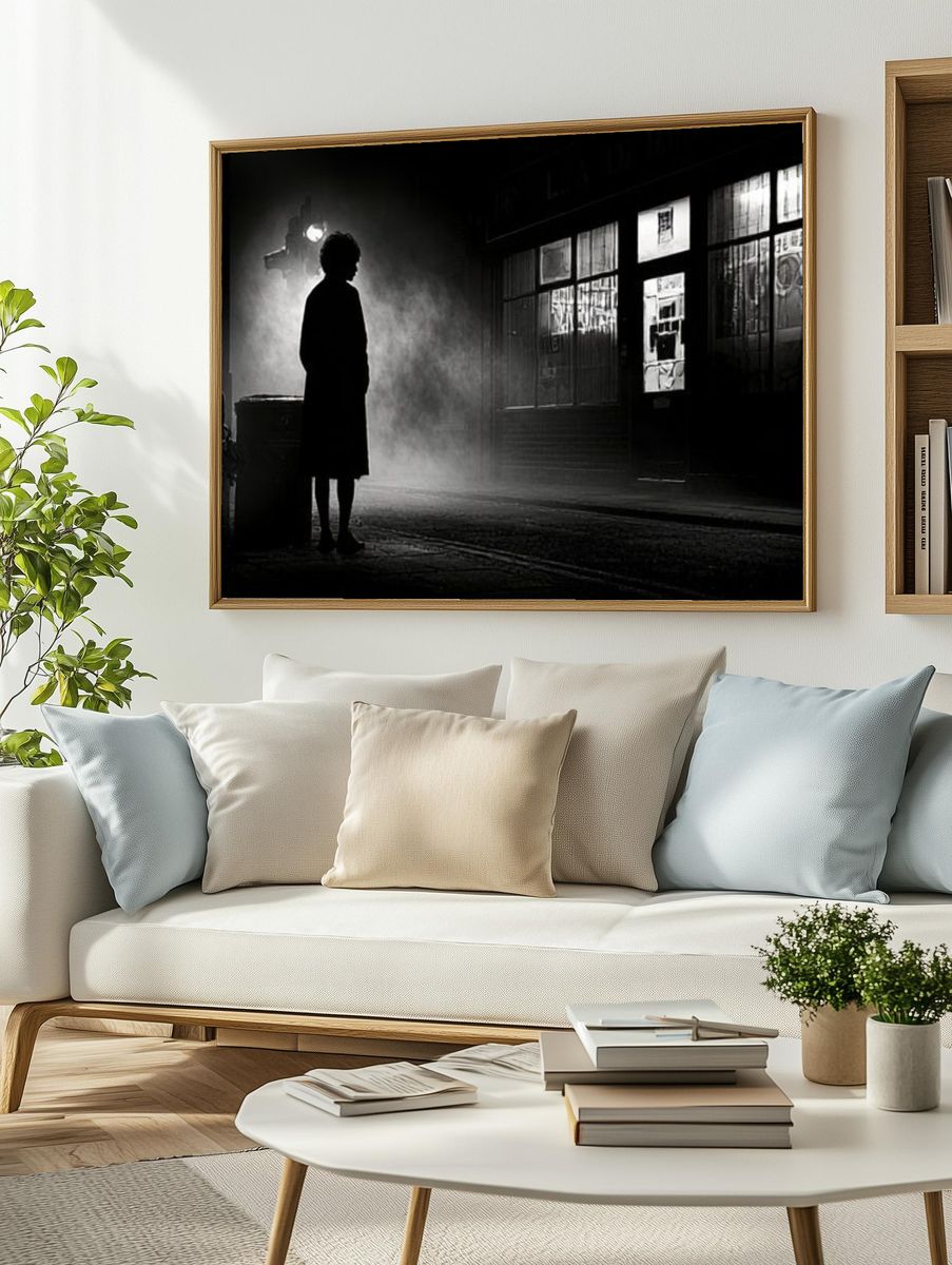Noir Street Silhouette Photography Poster. — room view 2