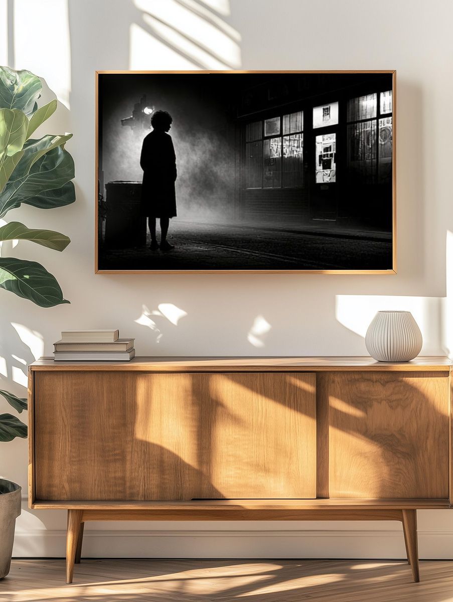 Noir Street Silhouette Photography Poster. — room view 3