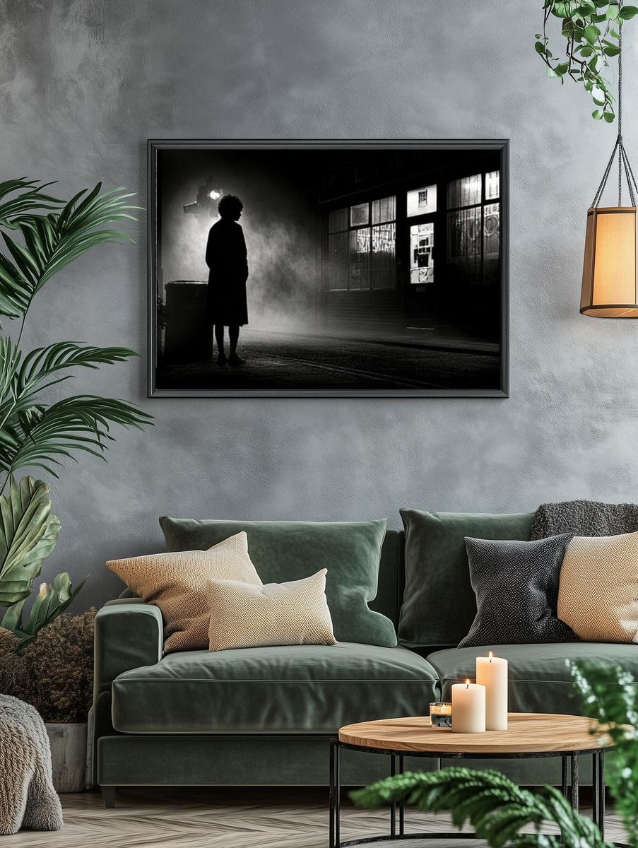 Noir Street Silhouette Photography Poster. — room view 4