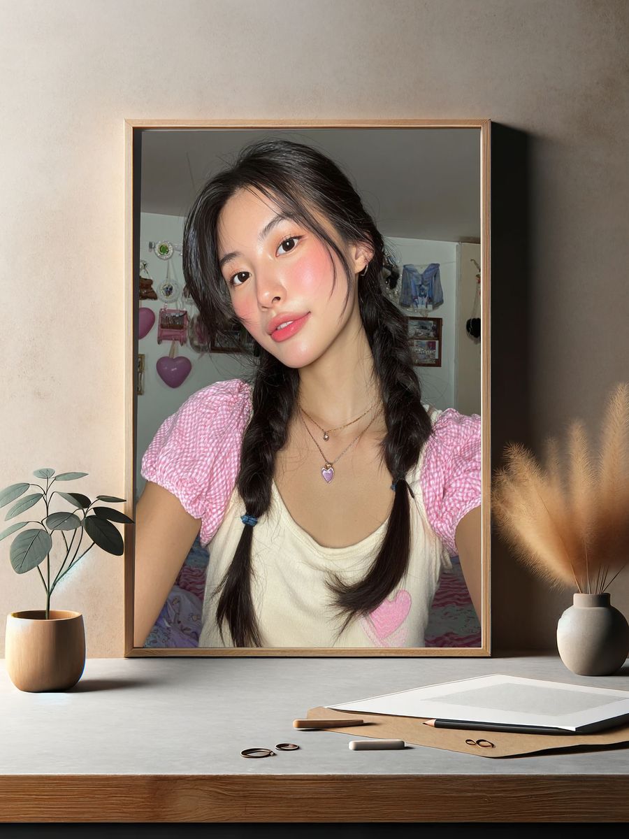 Soft Pink Portrait Photography Poster. — room view 2