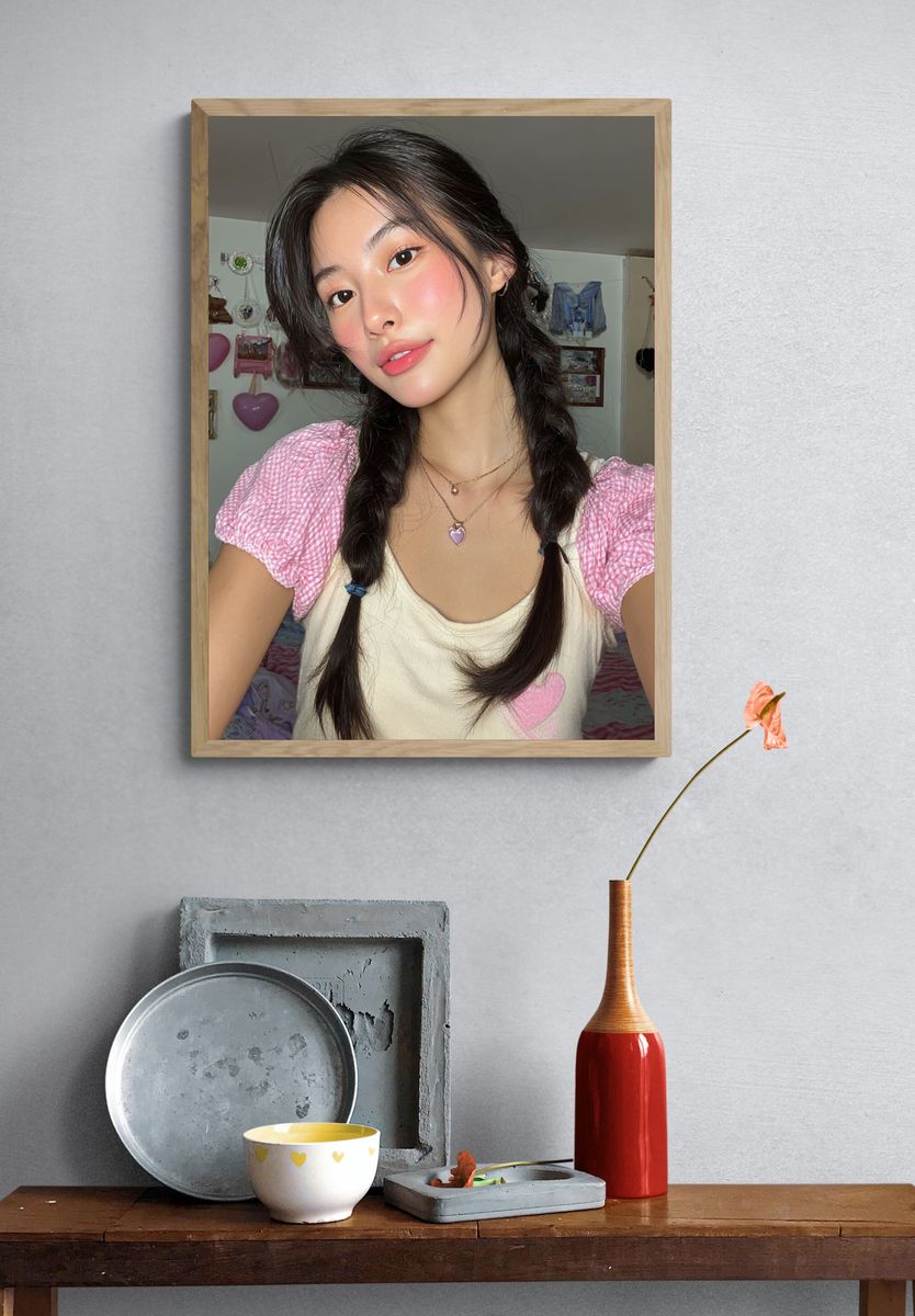 Soft Pink Portrait Photography Poster. — room view 3