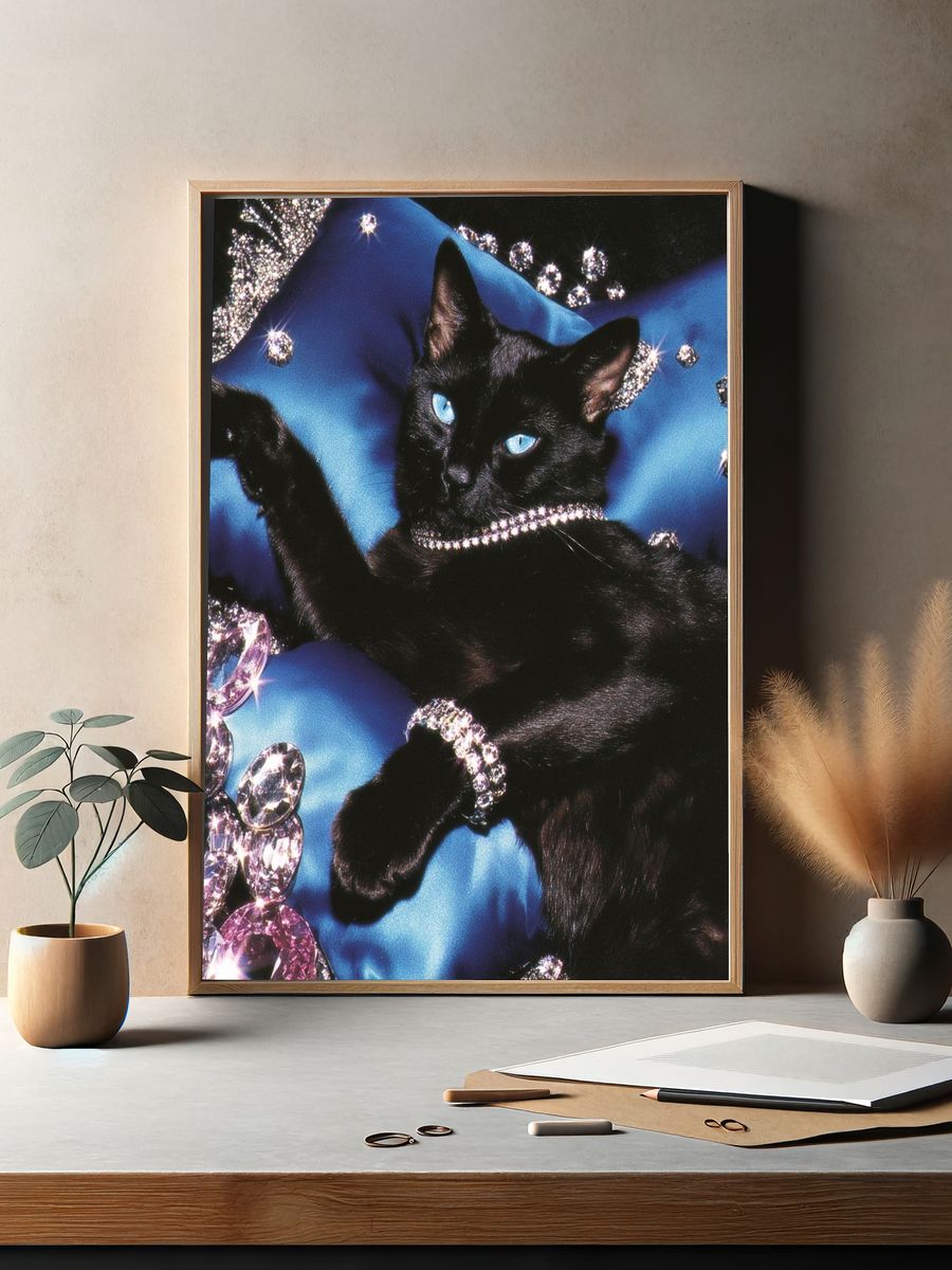 Black Cat Glamour Photography Poster. — room view 2