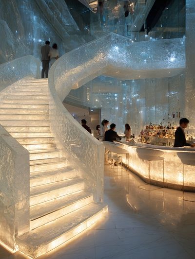 Crystal Staircase Bar Interior Photography Poster. poster print