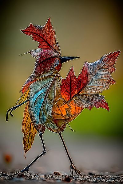Colorful Leaf Bird Photography Poster. poster print