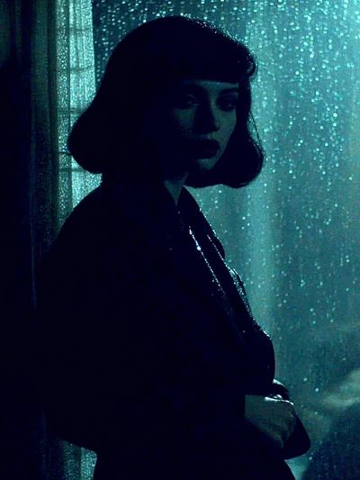 Moody Woman in Rain Photography Poster. poster