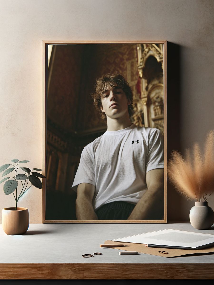 Portrait in Ornate Chapel Photography Poster. — room view 2