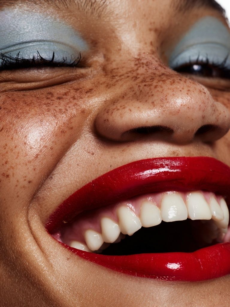 Freckled Smile Portrait Poster. poster detail