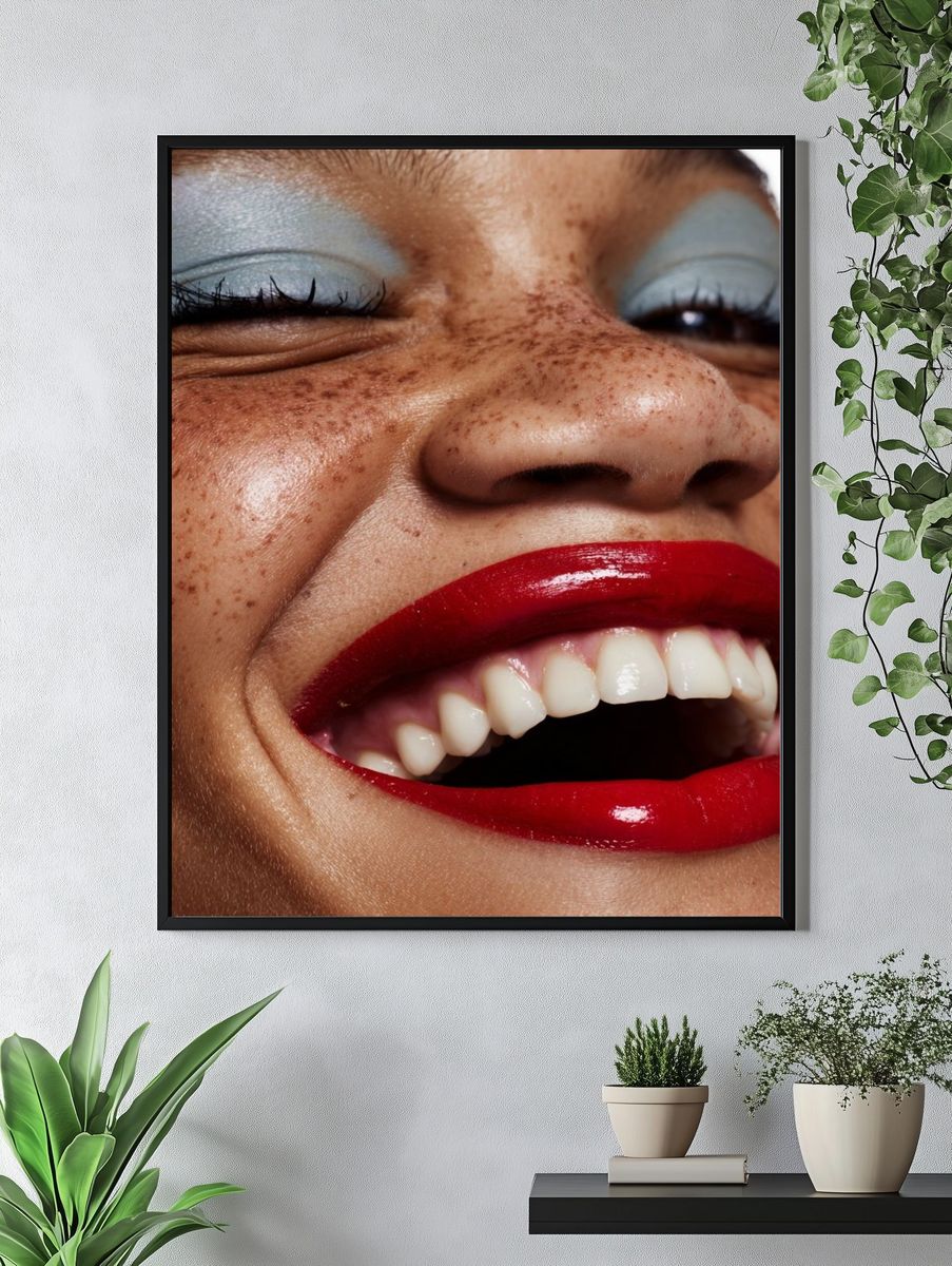 Freckled Smile Portrait Poster. — room view 4