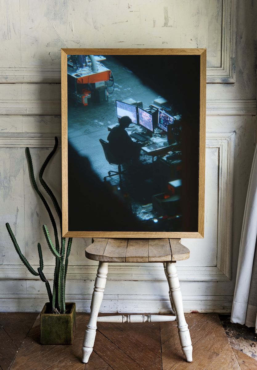 Night Shift Control Room Photography Poster. — room view 1