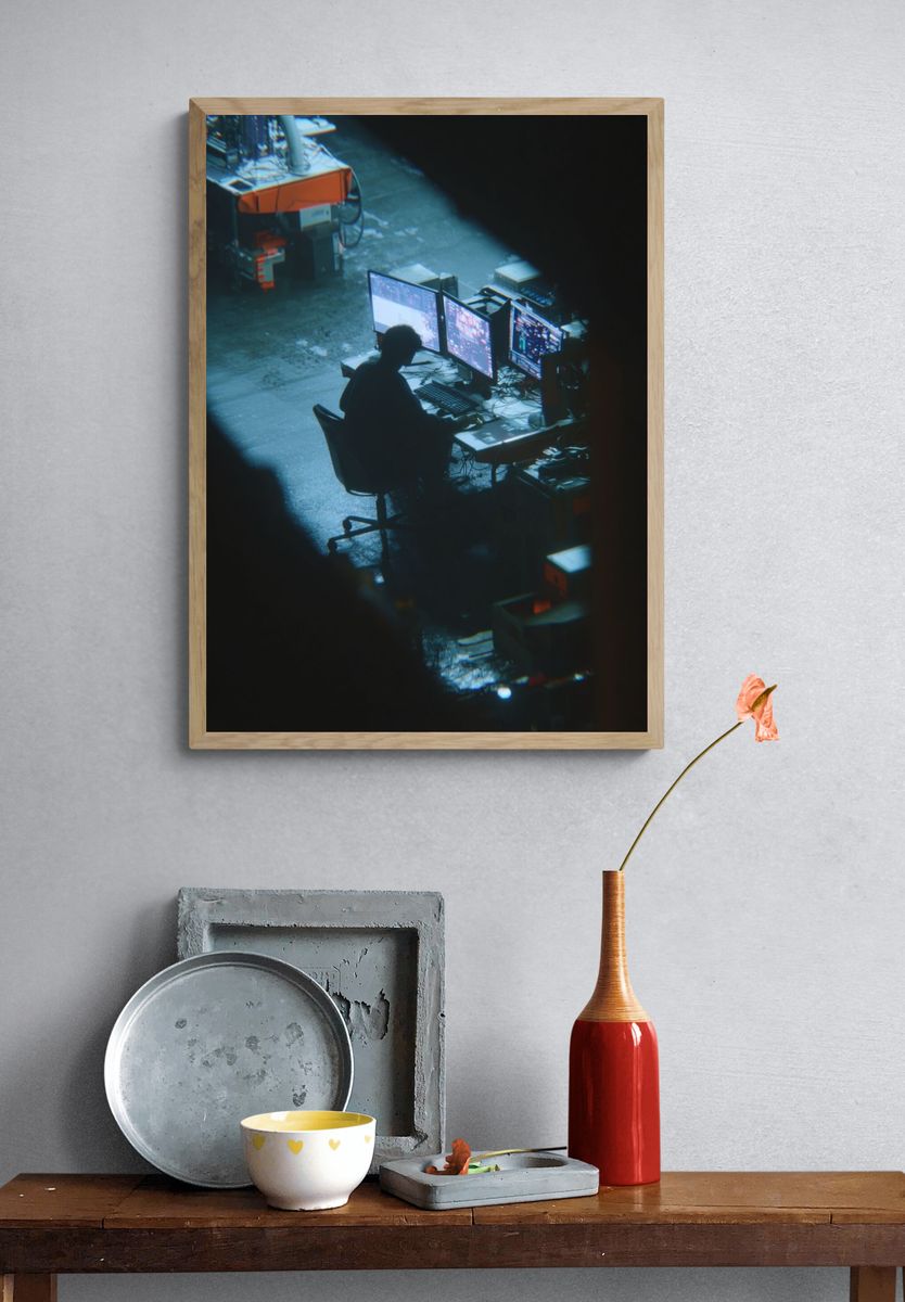 Night Shift Control Room Photography Poster. — room view 3