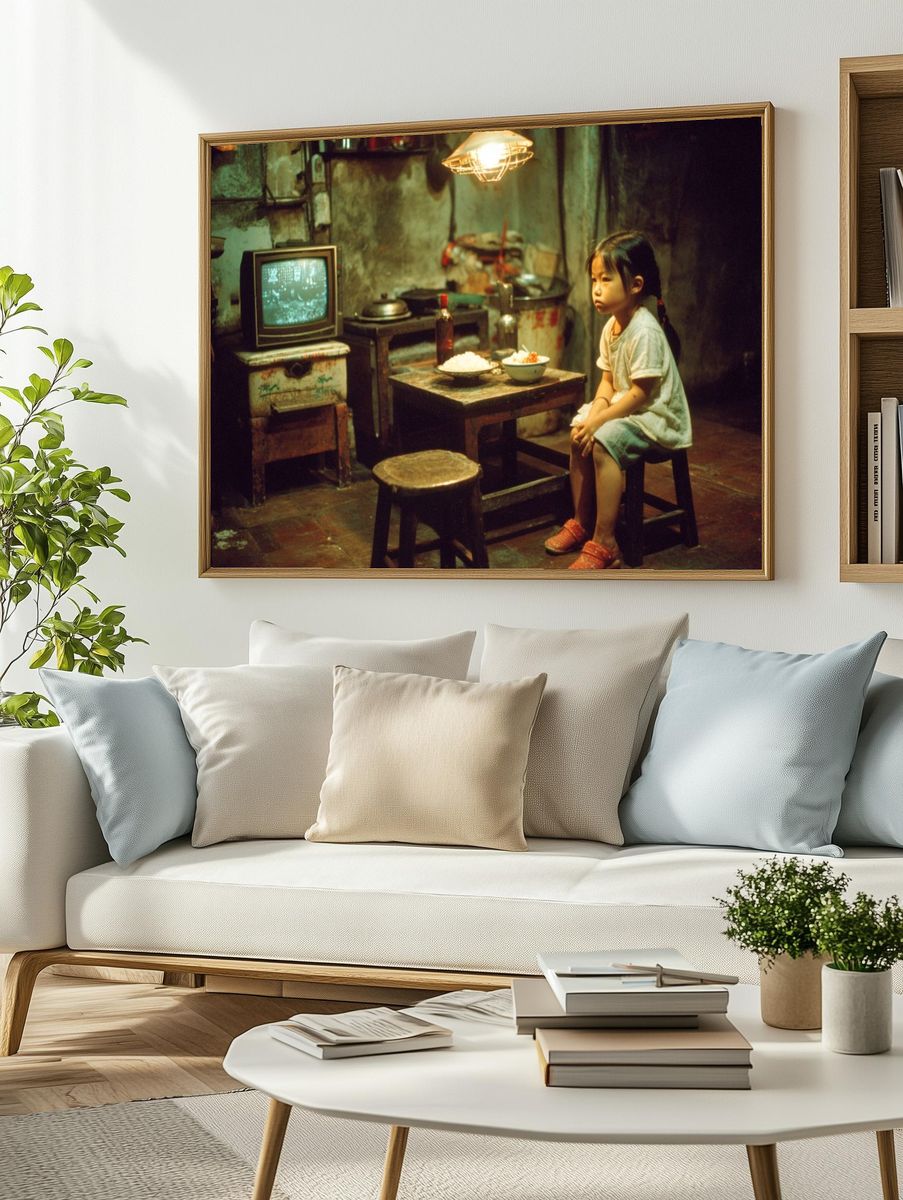 Solitary Child in Dim Kitchen Poster. — room view 2