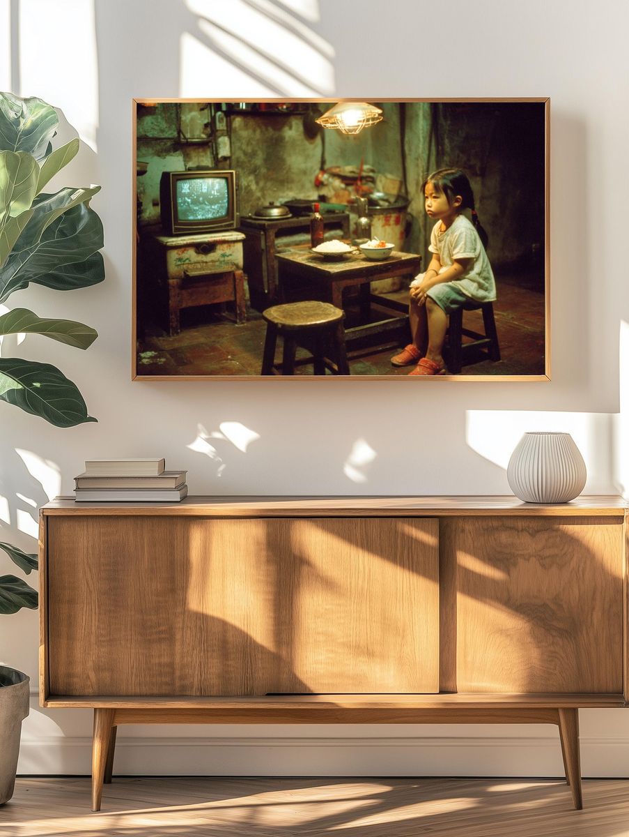 Solitary Child in Dim Kitchen Poster. — room view 3