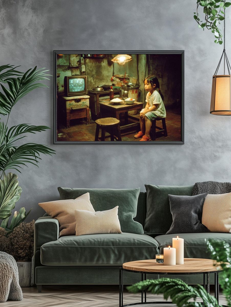 Solitary Child in Dim Kitchen Poster. — room view 4