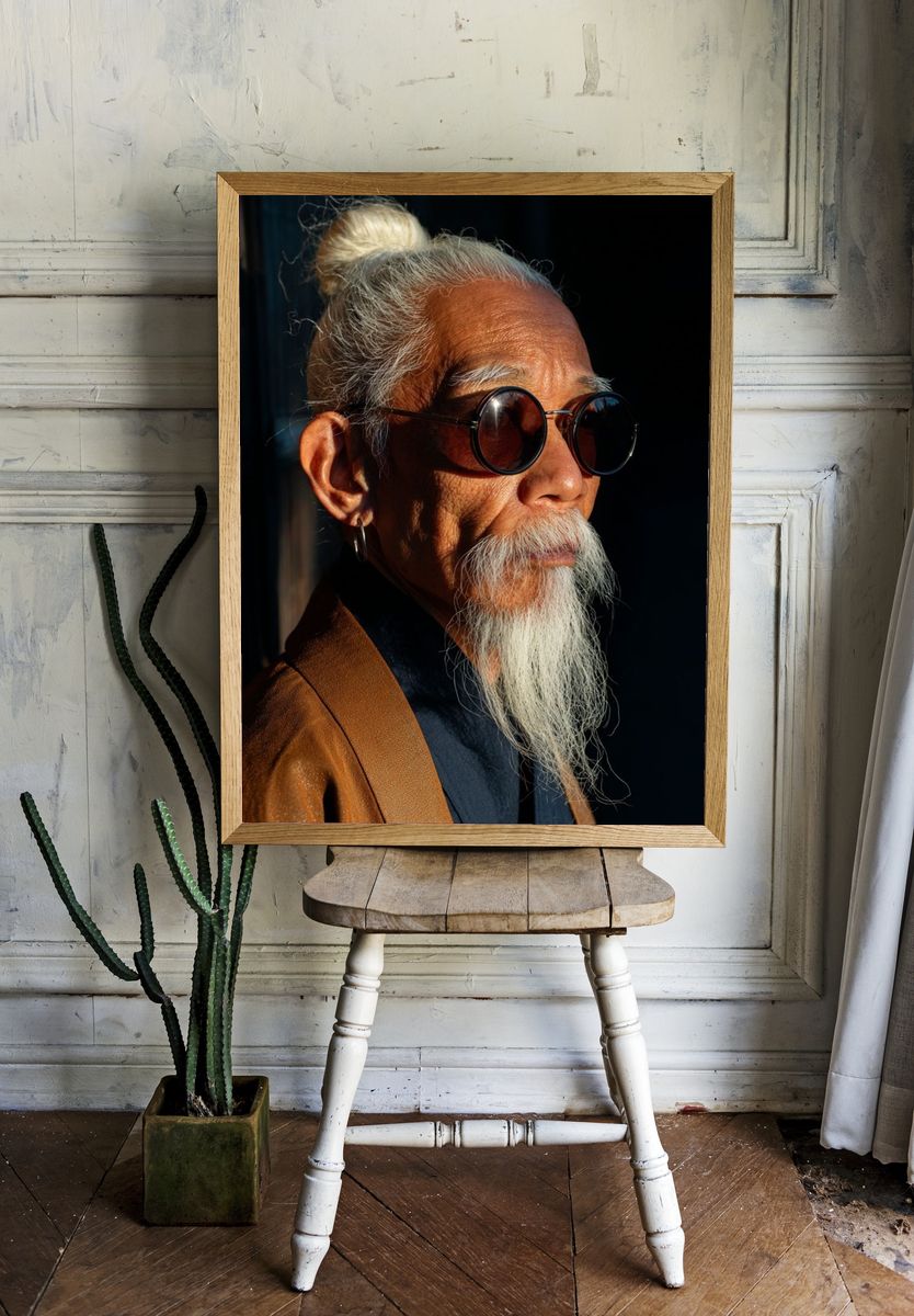 Elderly Man Portrait Photography Poster. — room view 1
