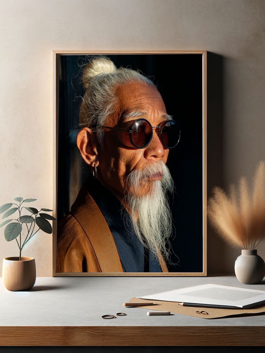 Elderly Man Portrait Photography Poster. — room view 2