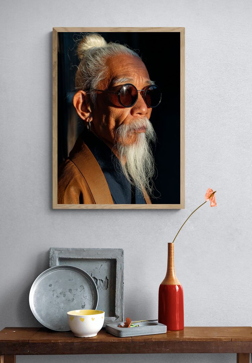 Elderly Man Portrait Photography Poster. — room view 3