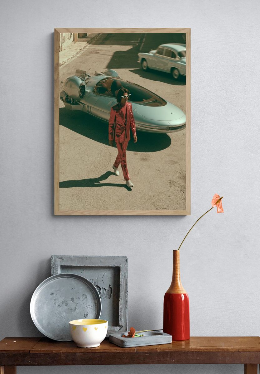 Retro Futurist Car Street Poster. — room view 3