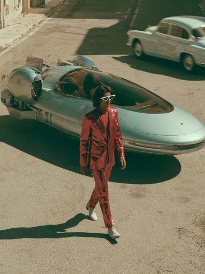 Retro Futurist Car Street Poster. poster print