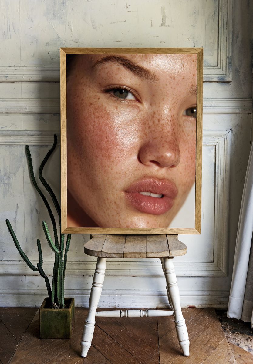 Freckled Portrait Photography Poster. — room view 1