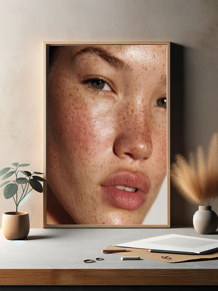 Freckled Portrait Photography Poster. — room view 2