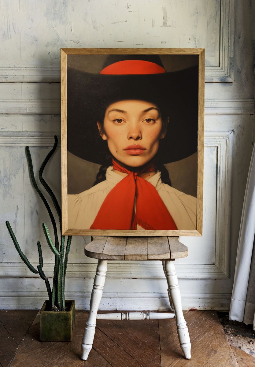 Cowgirl Portrait Photography Poster. — room view 1