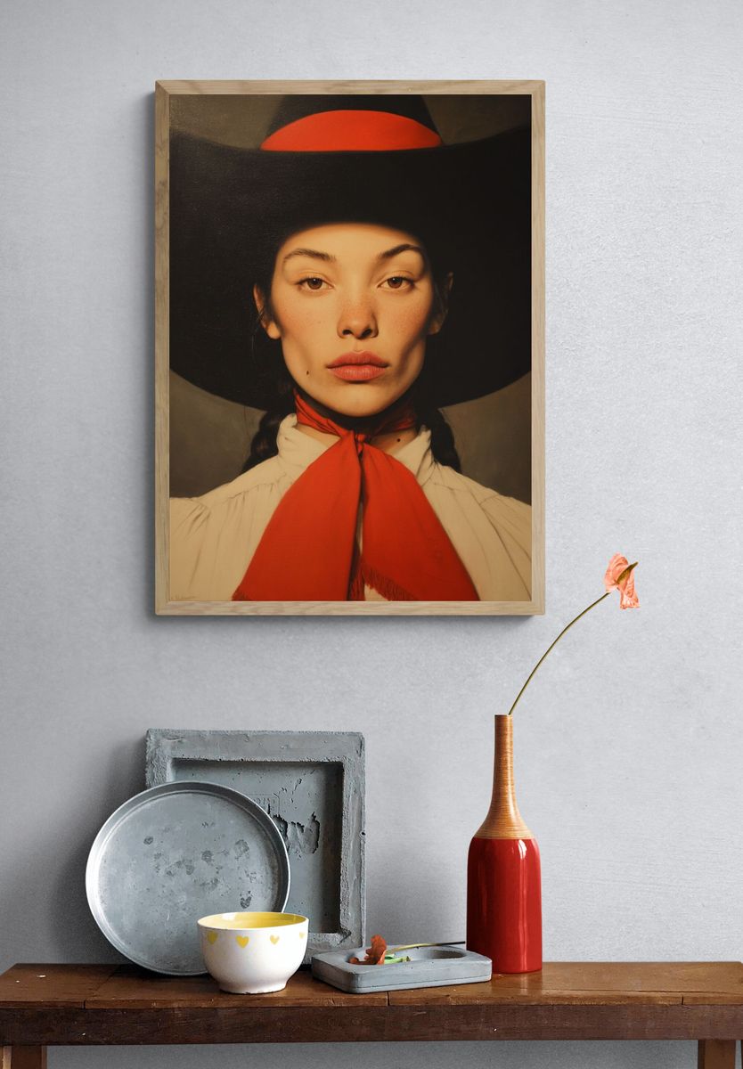 Cowgirl Portrait Photography Poster. — room view 3