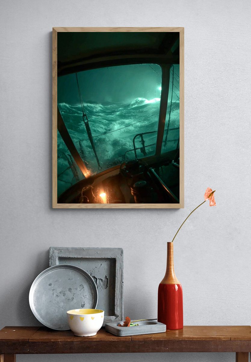 Stormy Sea from Cabin Window Poster. — room view 3