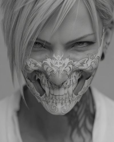 Skull Face Portrait Photography Poster. poster print