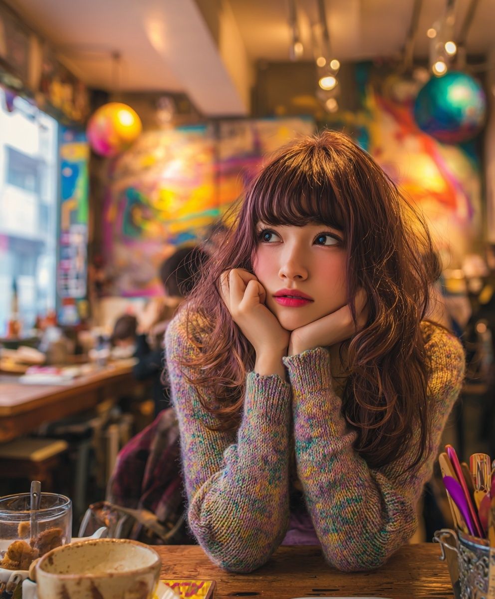 Colorful Café Portrait Print. poster detail