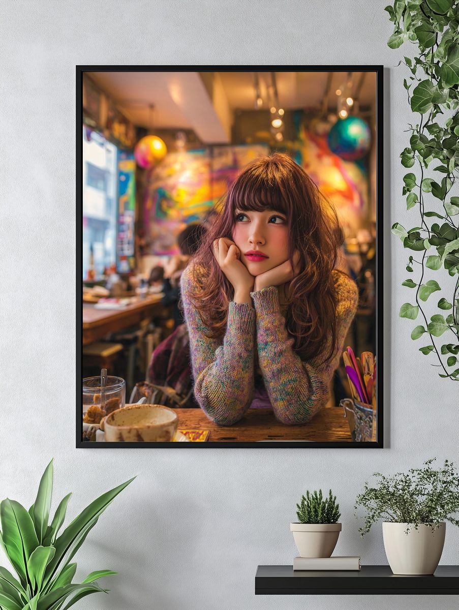 Colorful Café Portrait Print. — room view 4