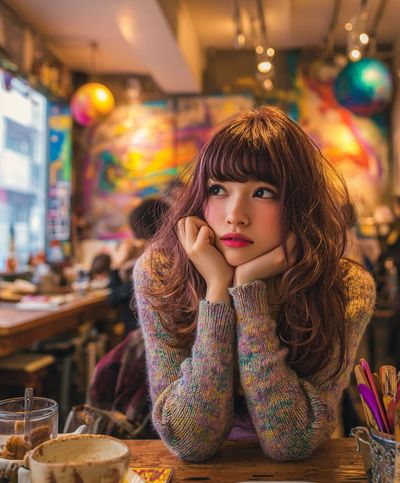 Colorful Café Portrait Print. poster print