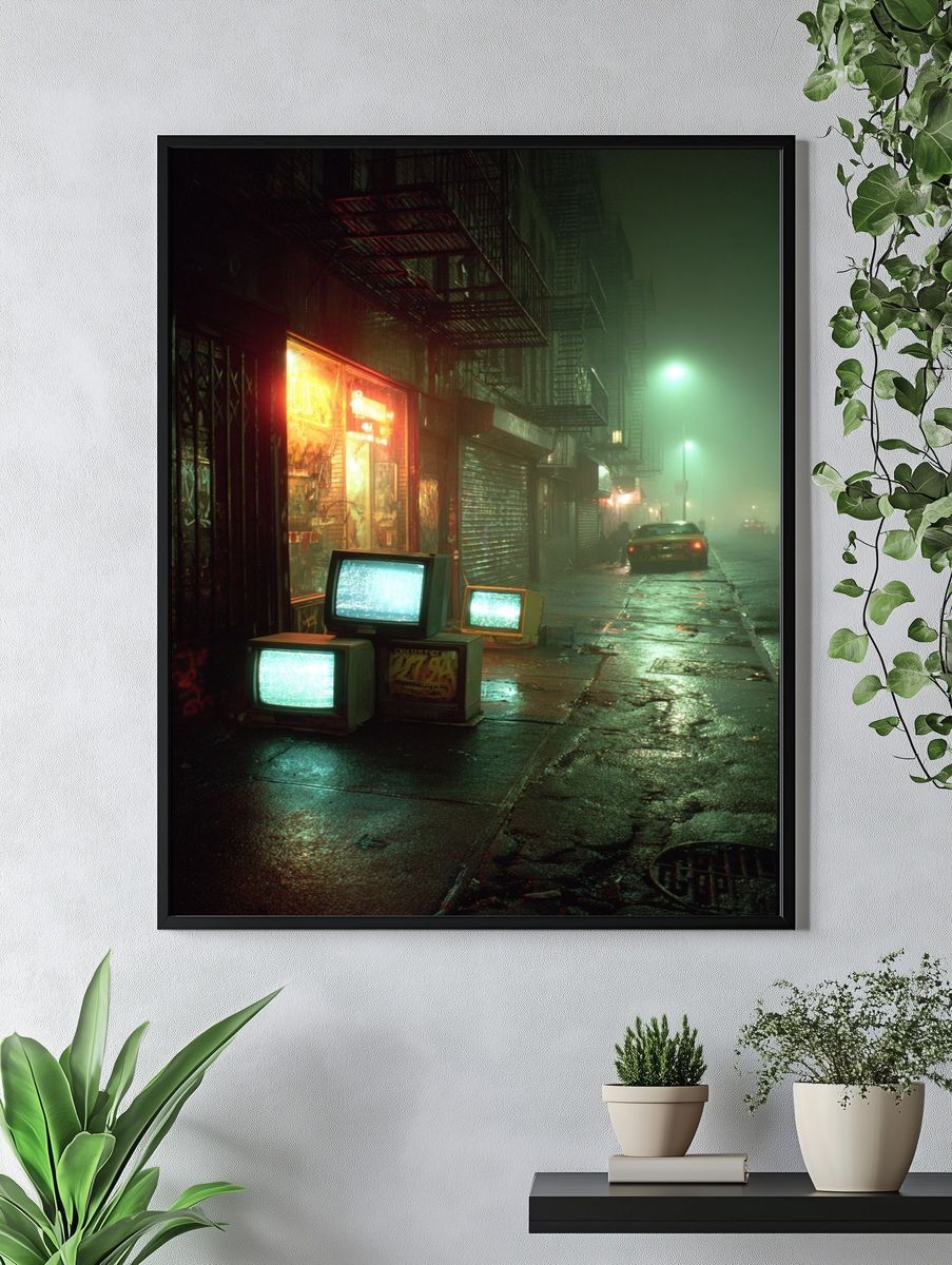 Neon Fog City Street Photography Poster. — room view 4