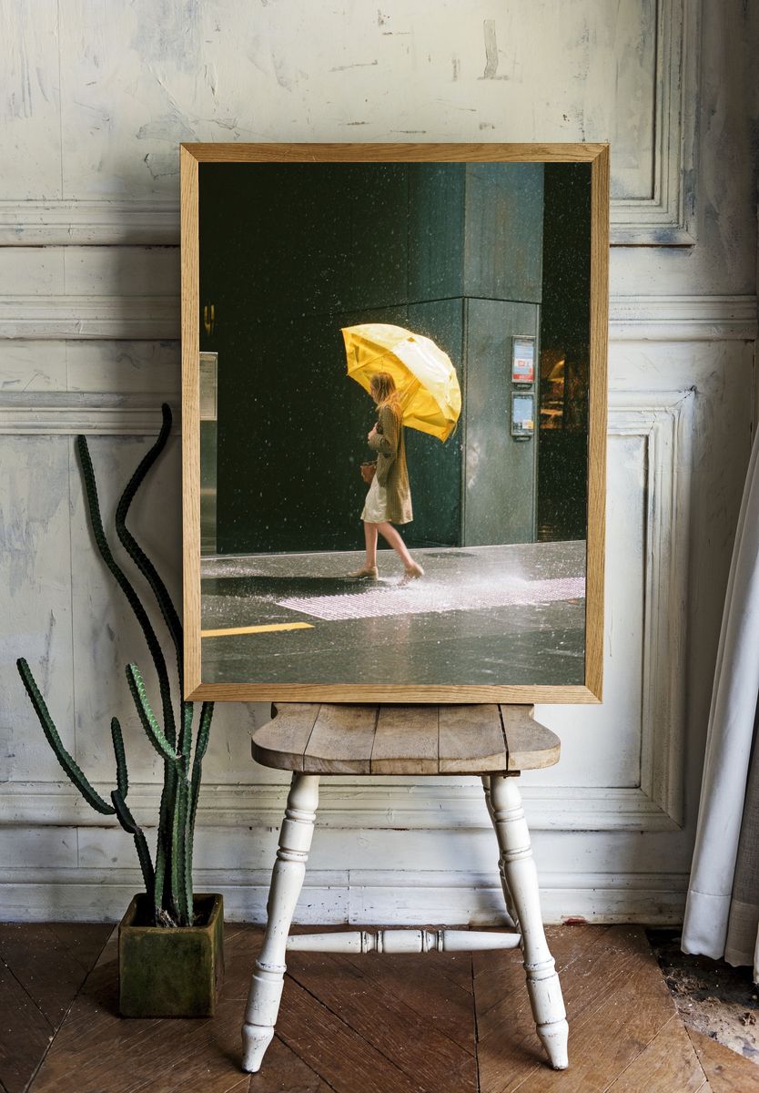 Woman with Yellow Umbrella — Photography Print. — room view 1