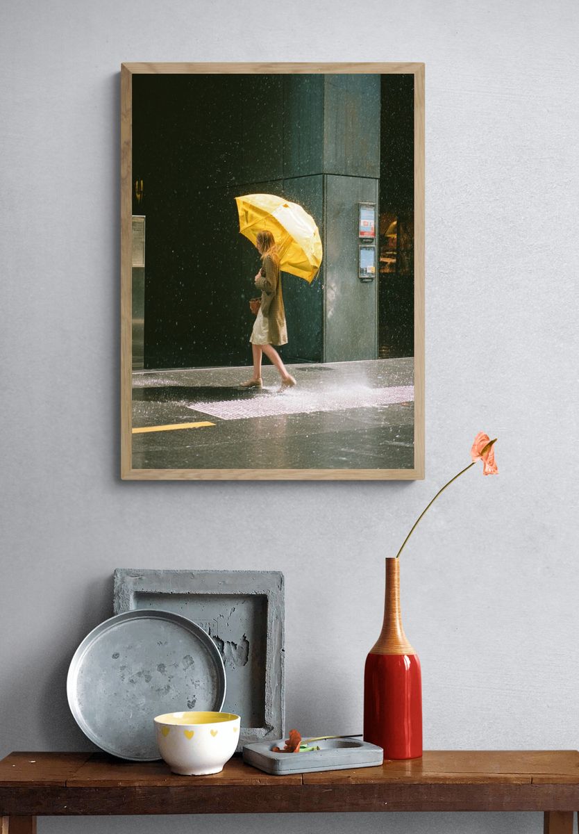 Woman with Yellow Umbrella — Photography Print. — room view 3