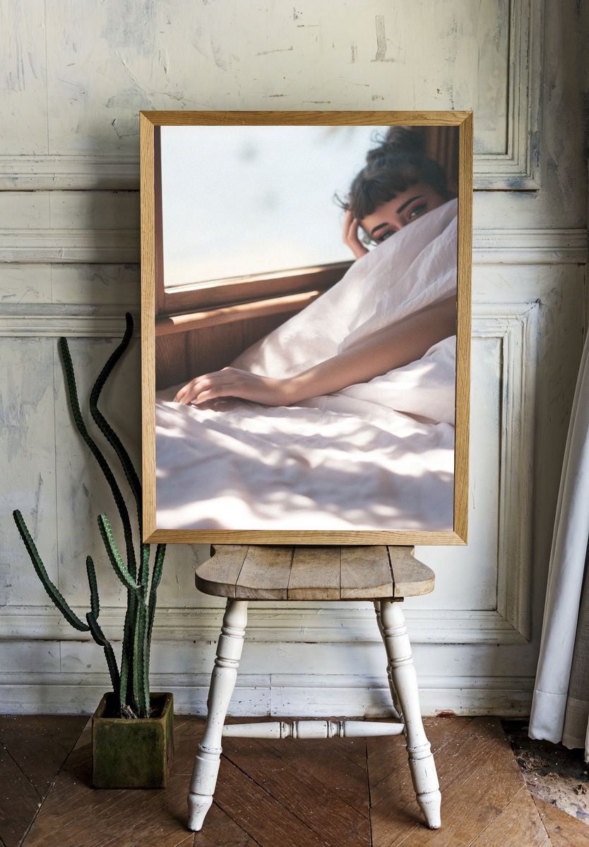 Sunlit Bedroom Portrait Print. — room view 1