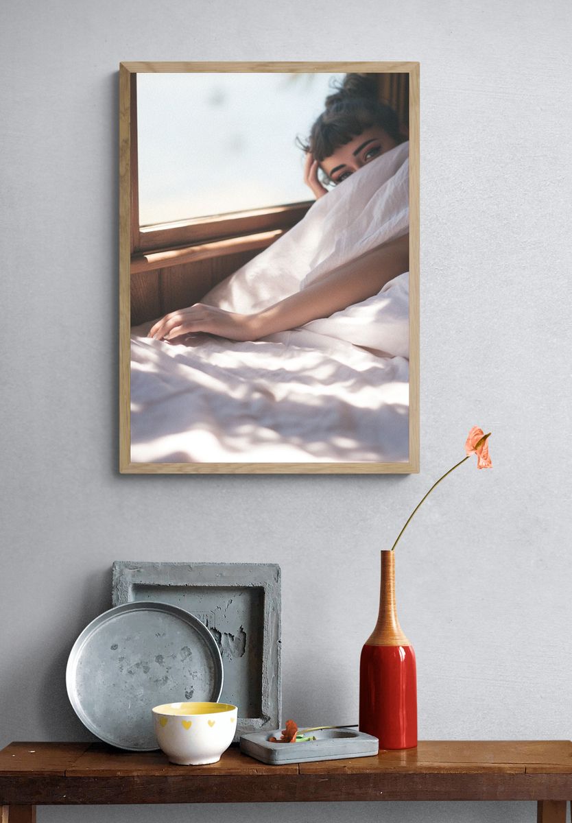 Sunlit Bedroom Portrait Print. — room view 3