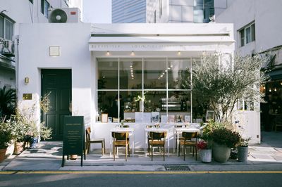 Minimalist Cafe Exterior Photography Poster. poster