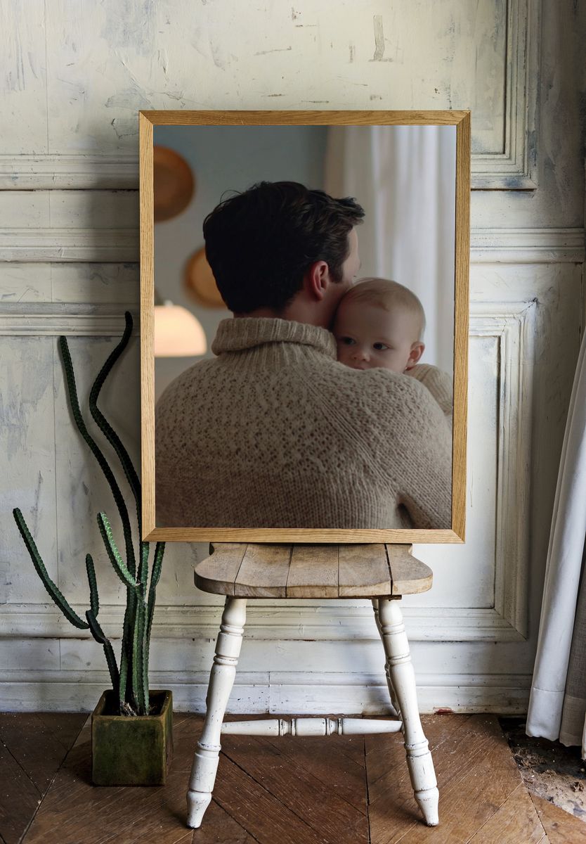 Tender Father and Baby Portrait Print. — room view 1