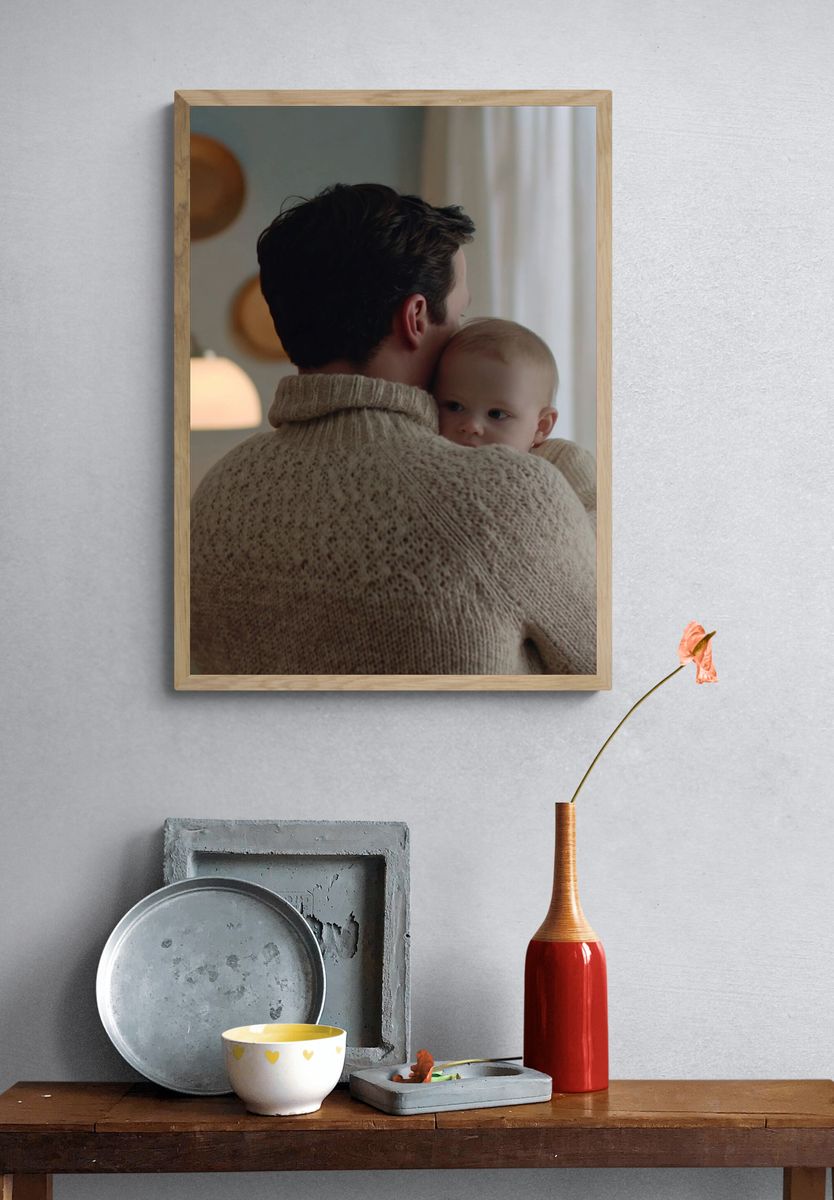 Tender Father and Baby Portrait Print. — room view 3