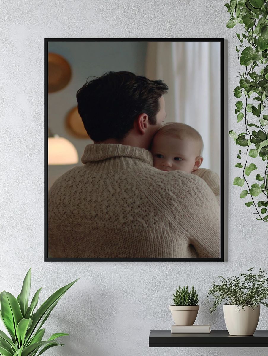 Tender Father and Baby Portrait Print. — room view 4