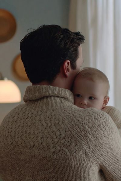 Tender Father and Baby Portrait Print. poster print