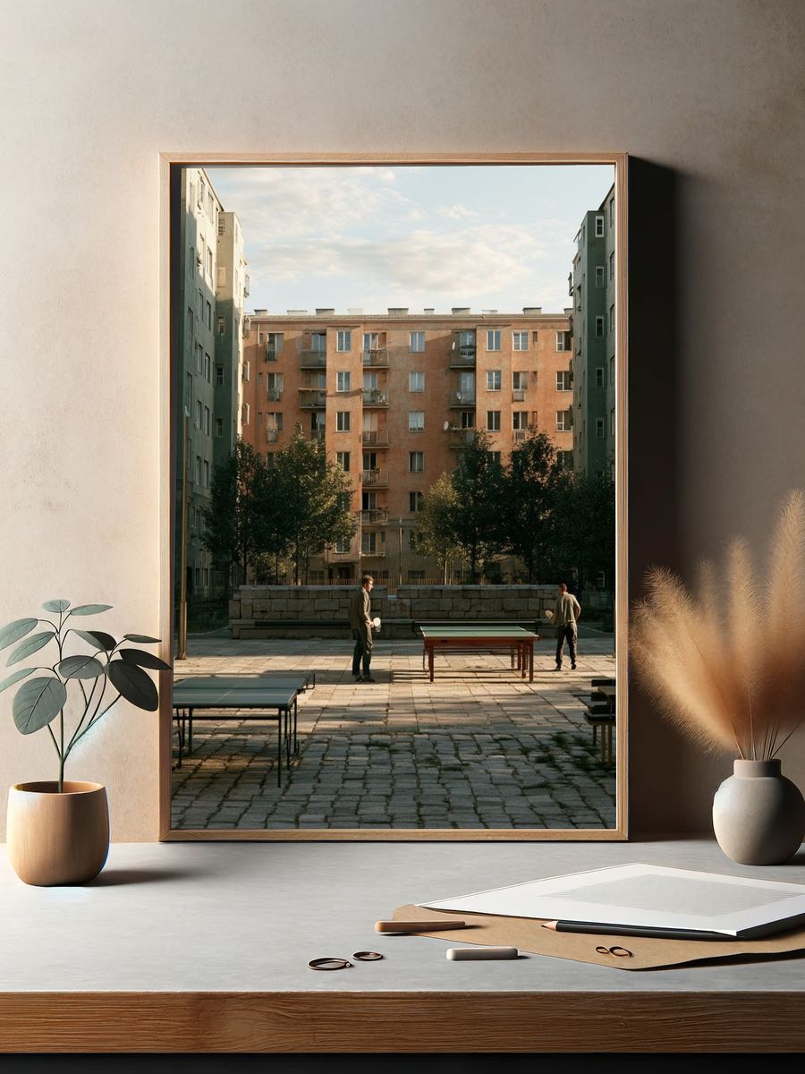 Urban Courtyard Table Tennis Poster. — room view 2