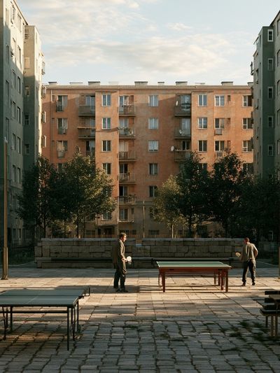 Urban Courtyard Table Tennis Poster.