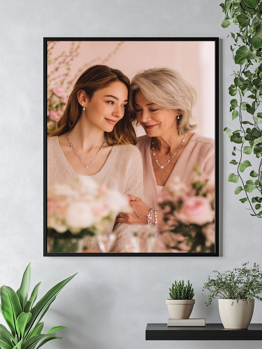 Tender Mother and Daughter Portrait Print. — room view 4