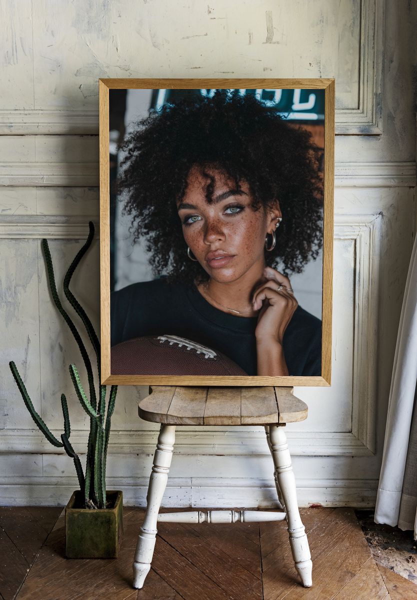 Freckled Portrait with Football Print. — room view 1