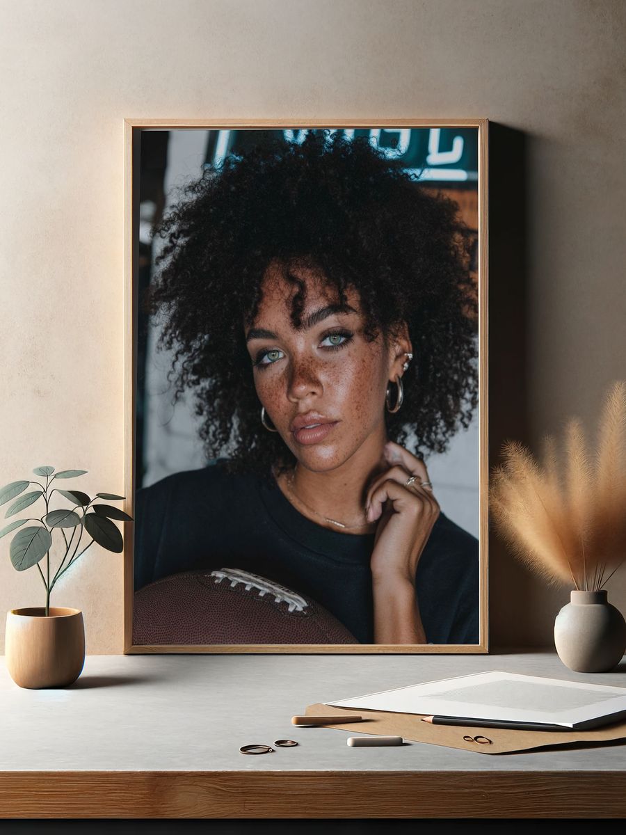 Freckled Portrait with Football Print. — room view 2