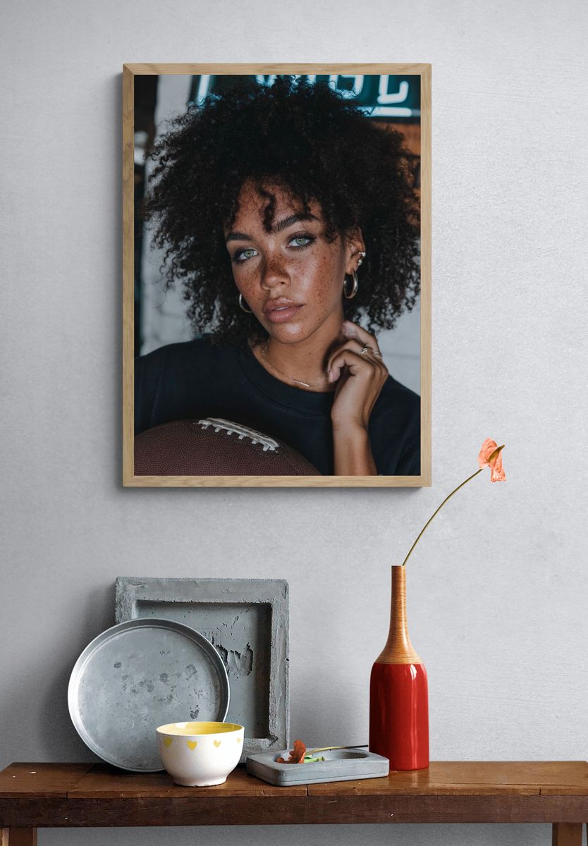 Freckled Portrait with Football Print. — room view 3