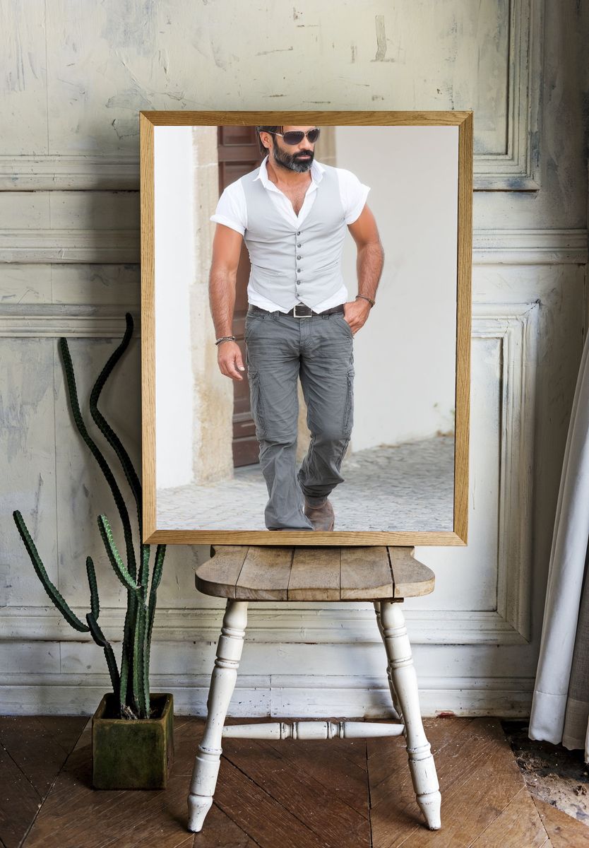 Stylish Man Street Portrait Print. — room view 1